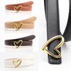 Women's Versatile Heart Buckle Fashion Belt for Jeans and Dresses with PU Leather Details