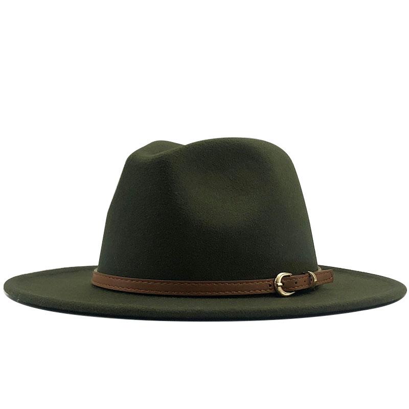 Новая женская и мужская шерстяная шляпа-федора с кожаной лентой, джентльменская элегантная женская кепка зима-осень с широкими полями, джазовая церковная панама-сомбреро