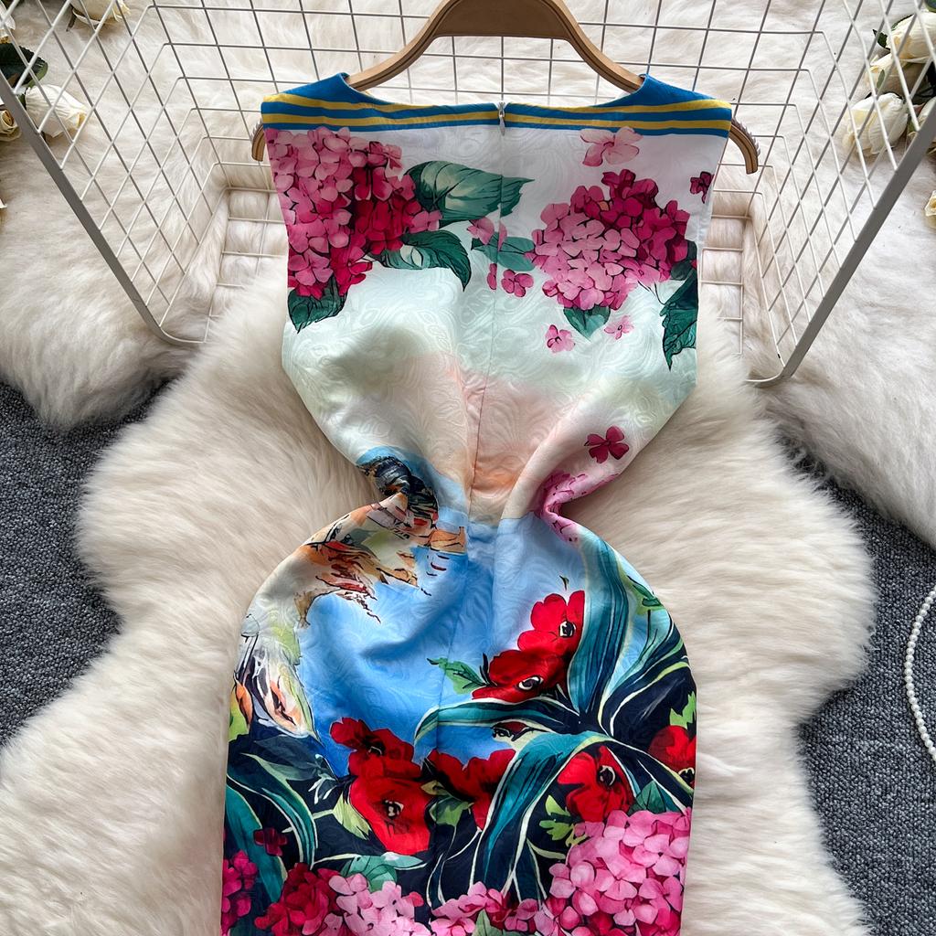 Летние женские брендовые дизайнерские принты на подиуме элегантные мини-короткие платья без рукавов для вечеринок