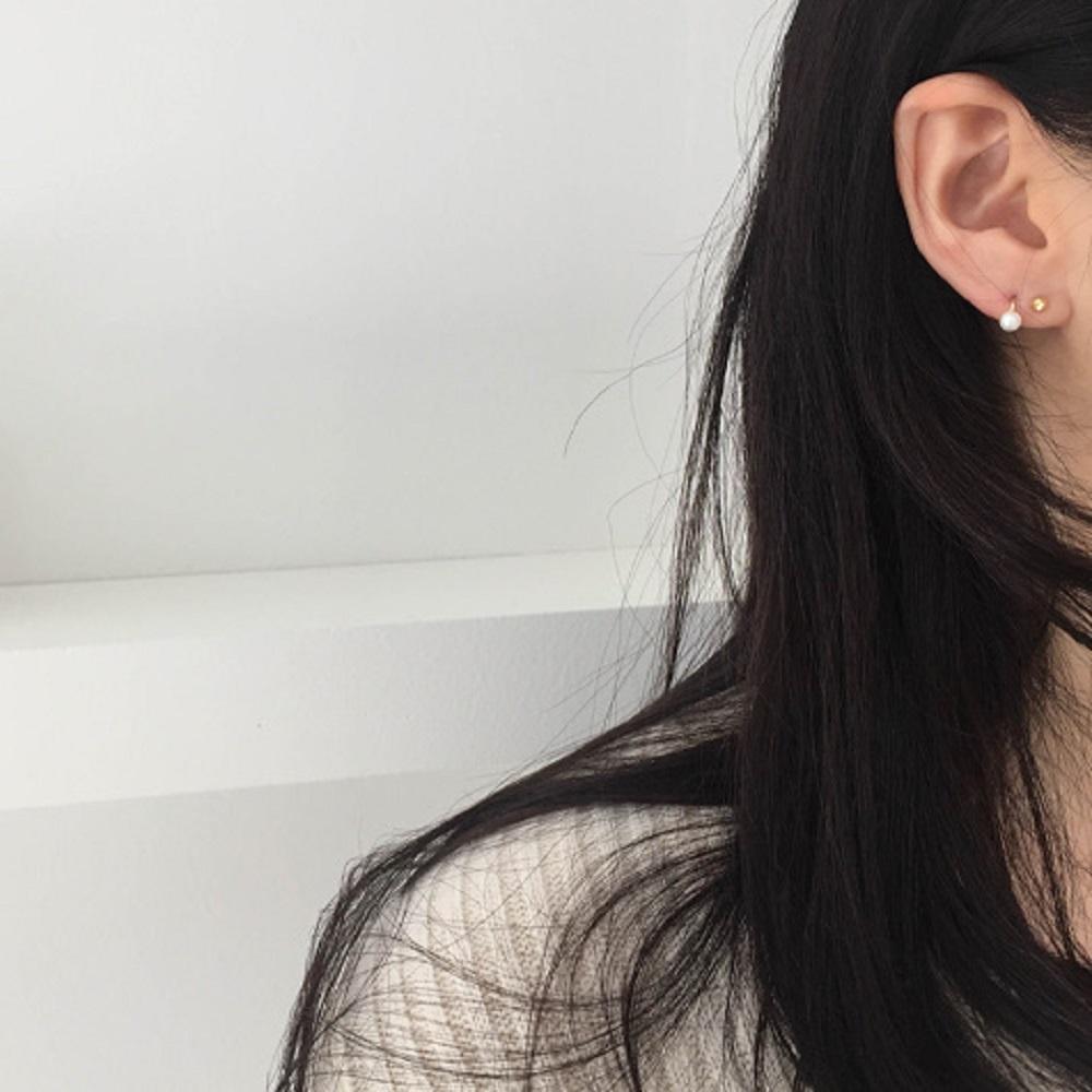 (Silver925) Tiny Pearl Onetouch Earring