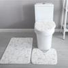 3PCS Bath Mat Toilet Lid Cover U-Shaped Rug Non Slip Soft Floor Rug Water Absorbent Marbling Door Mat Bathroom Rug Carpet Seat Cover Rug Set