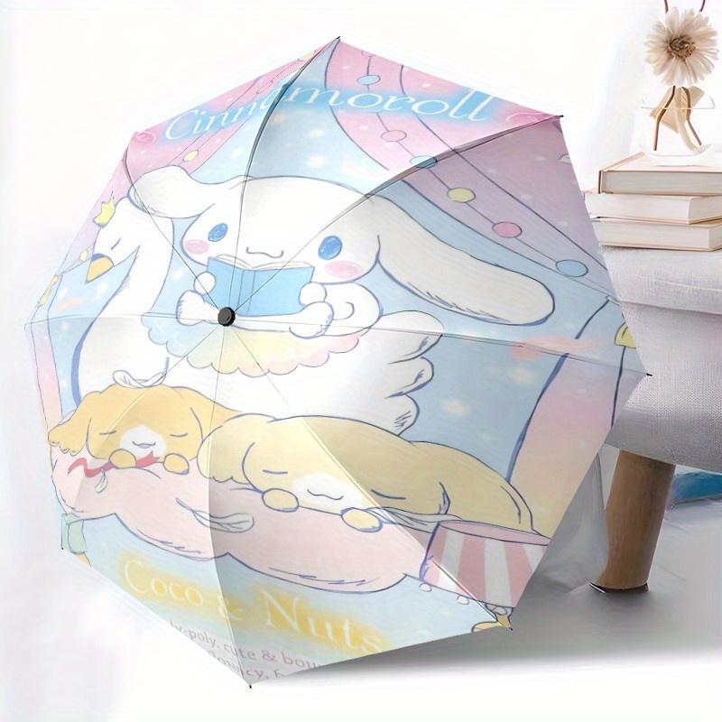 Автоматический складной мультяшный зонт Cinnamoroll & Coco & Nuts - 3-кратное складывание, Яркий мультяшный рисунок, Подходит для активного отдыха, Подарок для Fa