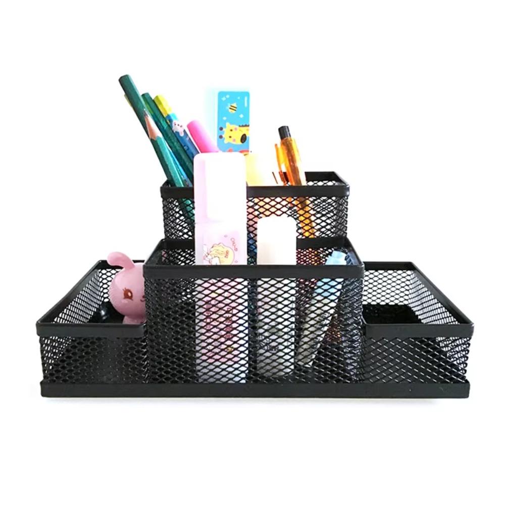 Mesh Design Pencil Storage Box 3/4 Grid Desk Stationery Organizer Pen Holder Education