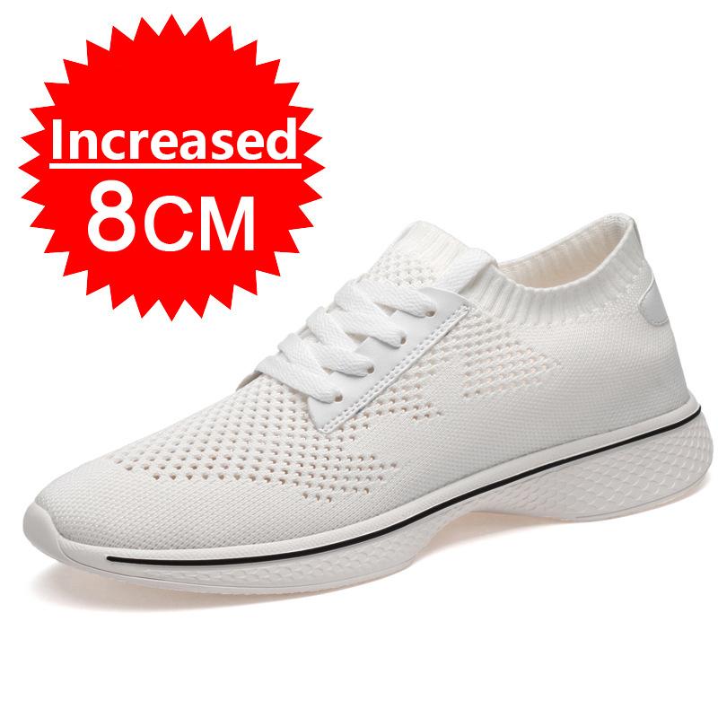 Height Increasing Shoes for Men 8cm Invisible Elevator Sneakers Man Breathable Mesh White Casual Shoes Men Sneakers 10cm Insole