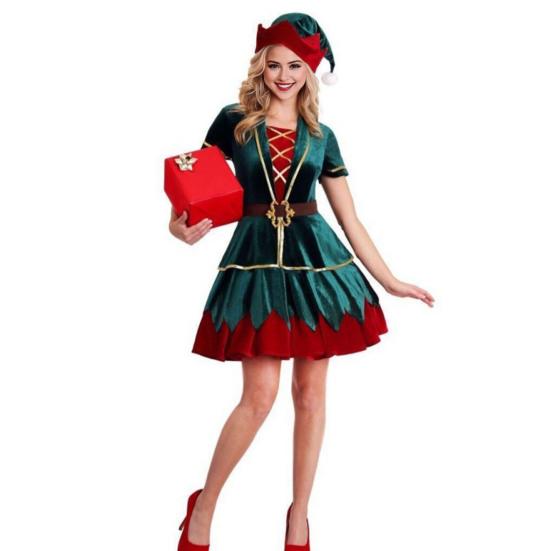 Рождественский костюм Санта-Клауса для косплея с шапкой, юбкой, брюками, поясом, сценическим шоу