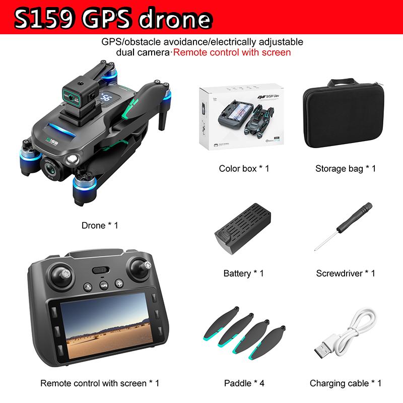 S159 GPS Drone Professional 360°Obstacle Avoidance Brushless 8K HD Dual Camera With Screen 5G Foldable Quadcopter Drone Toys