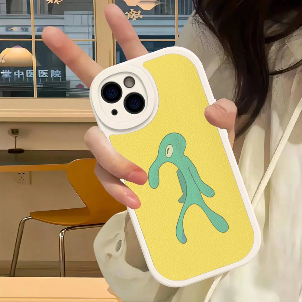 Cute SpongeBob Dolls Phone Case Hard Leather For iPhone 14 13 16 Mini 15 14 11 12 Pro Max Plus Fundas