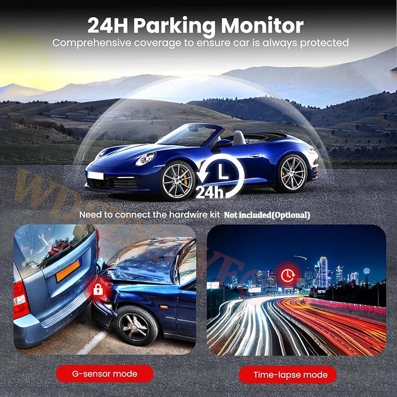 Автомобильный видеорегистратор 4K WIFI GPS DashCam для автомобильного видеорегистратора Камера переднего и заднего вида Ночное видение Черный ящик Круглосуточная парковка Автомобильные аксессуары