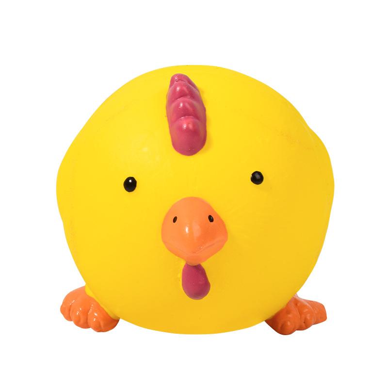 Squeaky Round Pet Toys - Pig & Chicken Head Shapes, Chew Toys for Puppies, Teeth Cleaning & Grinding, Durable Dog Play Toys,