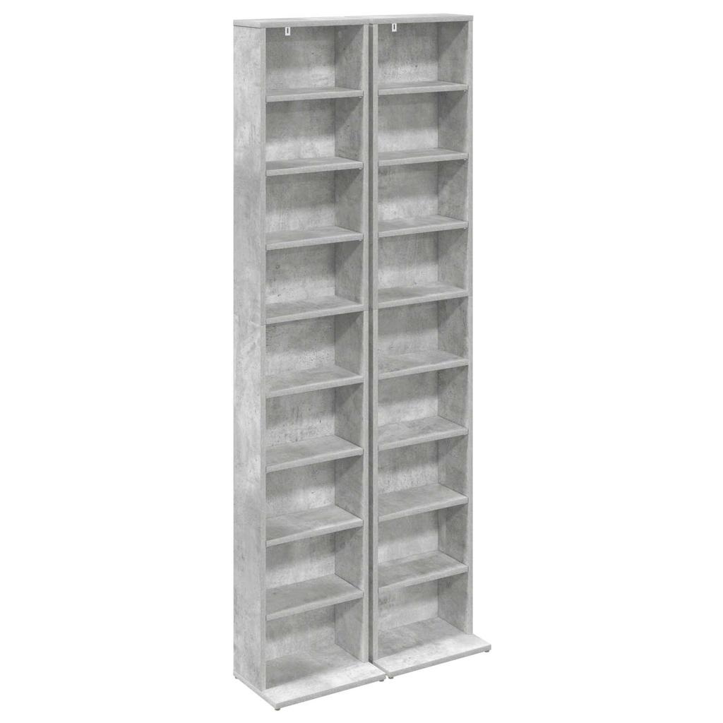 CD Rack 2 Pcs. Concrete Grey 33 x 23.5 x 175 cm Wood based Panel