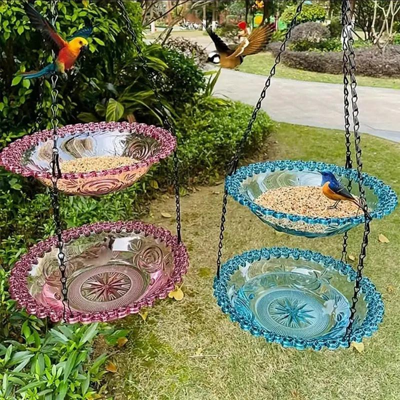 Pet Bird Outdoor Garden Hanging Bird Bath Bird Feeder