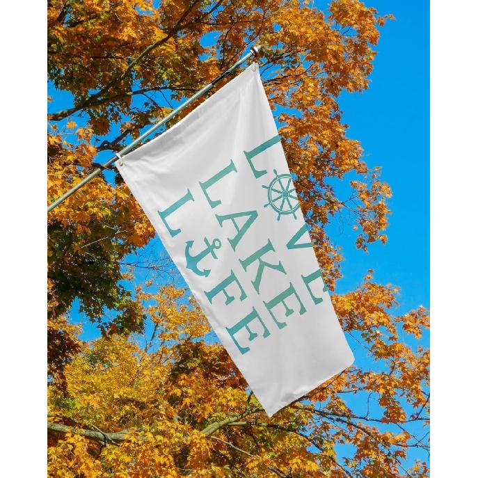 Любовь, Озеро, Жизнь Летние Океанские Морские Элементы Флаги для Улицы 3x5 Футов, Уличные Флаги и Баннеры Двусторонний Большой Флаг для Двора для Дома