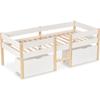Bed Children's Bed with Drawer and Fall Protection, Solid Pine Wood-90x190 cm-White & Oak
