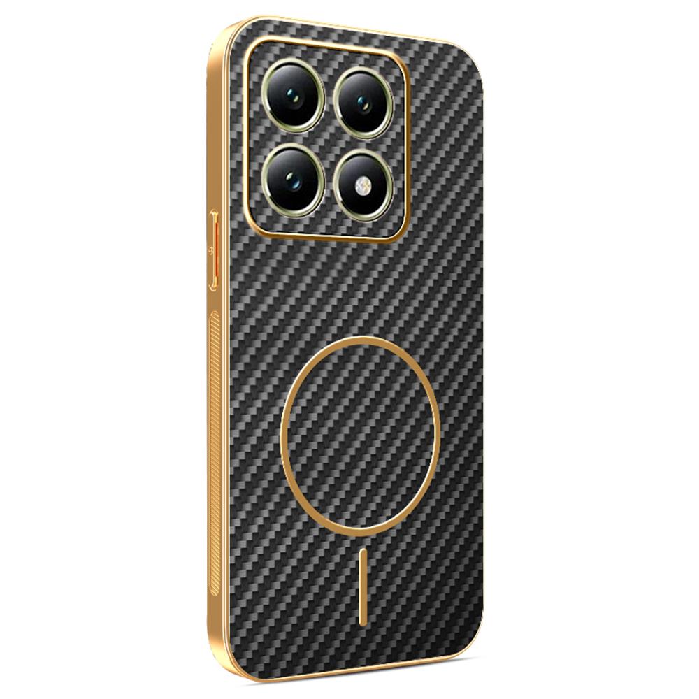 For Xiaomi 14T Phone Case Carbon Fiber Textured Electroplated TPU Back Cover
