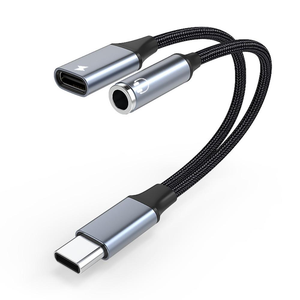 Конвертер 2-в-1 USB C в Aux аудиокабель 2-в-1 USB Type C аудиокабель для телефона/наушников