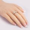 Women's Double Love Heart Open Ring Shiny Zircon Copper Wedding Bridal Jewelry