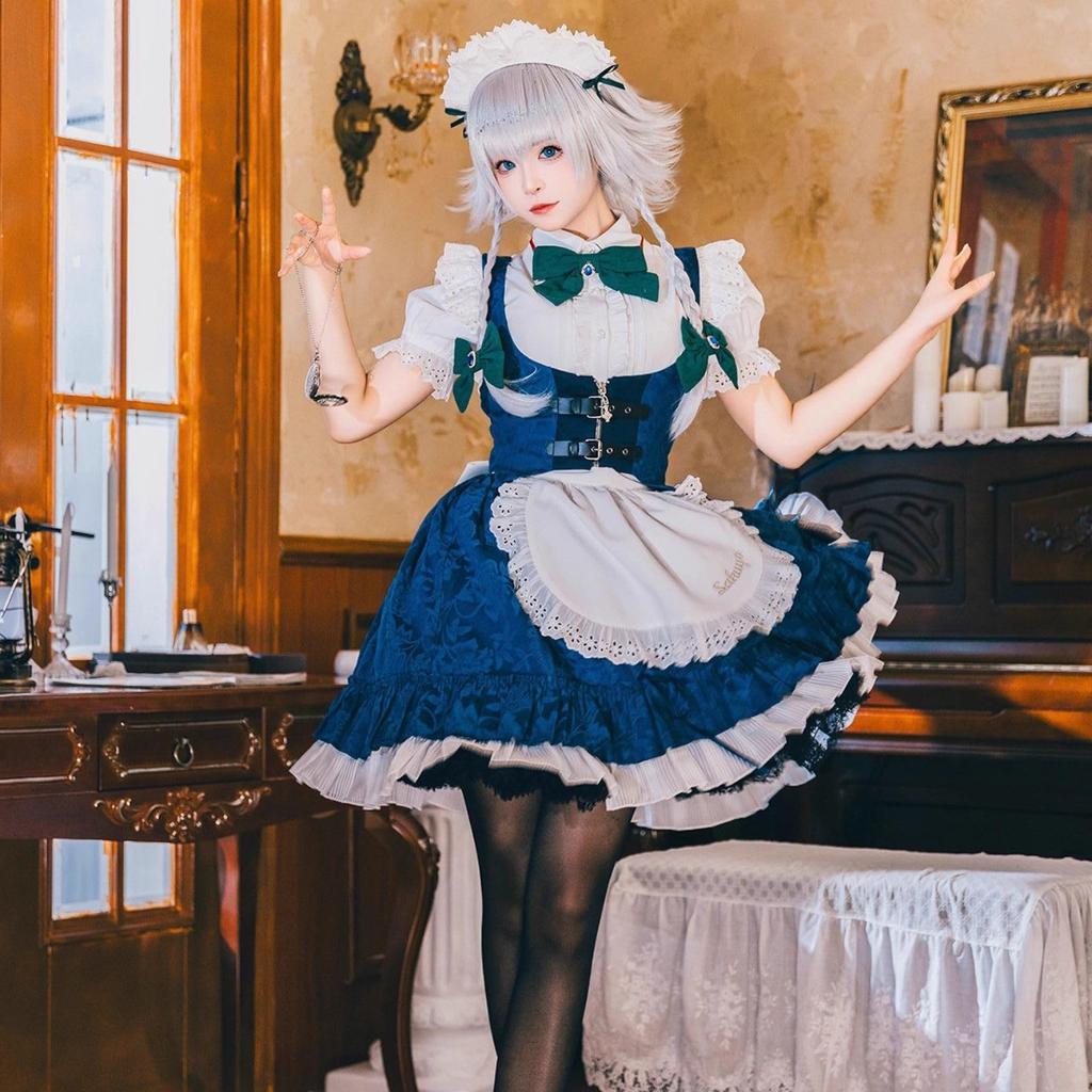 Milky Time Идзаёй Сакуя Косплей Хэллоуин Горничная Короткий рукав Костюм Идзаёй, Женский (M)
