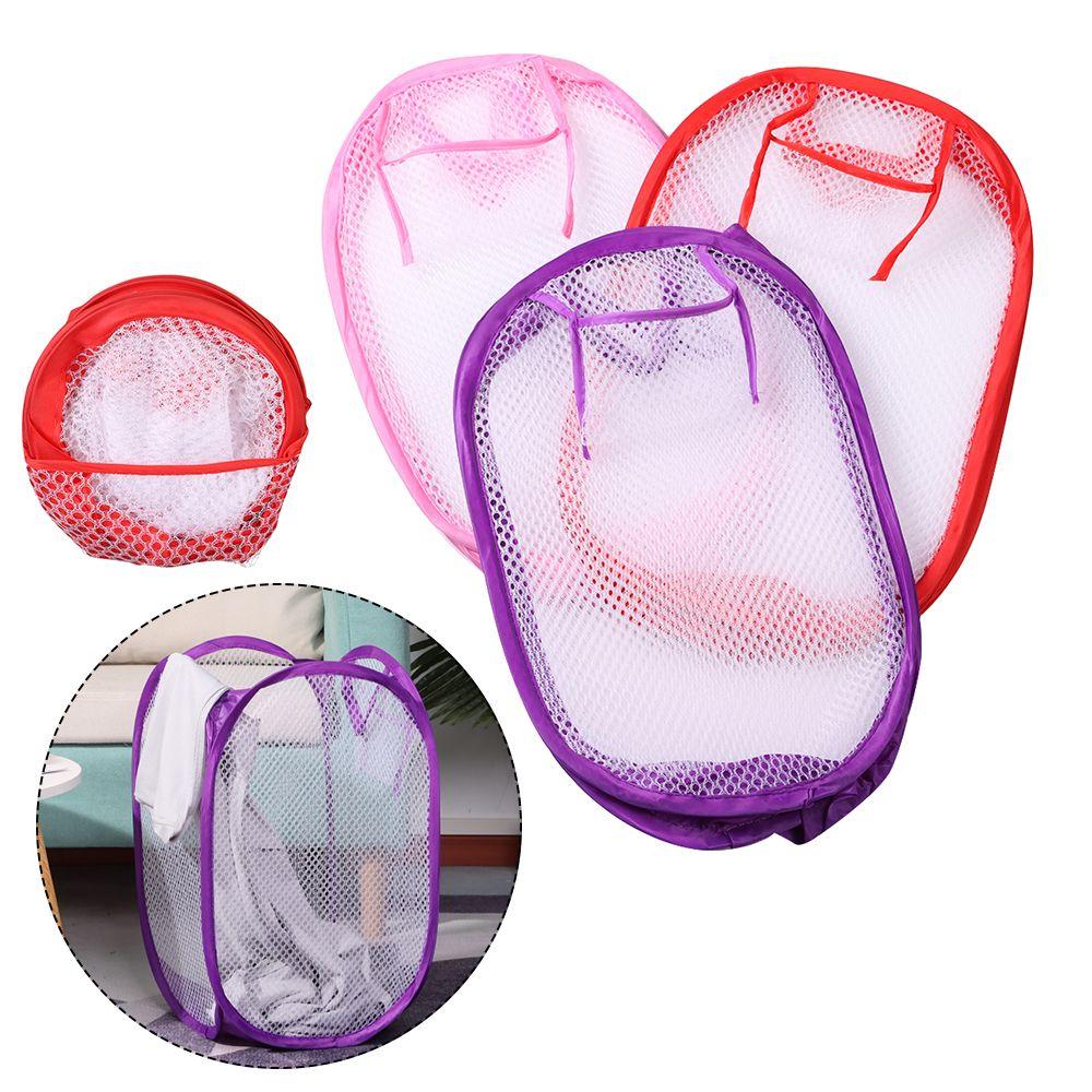 Home Mesh Foldable Laundry Bag Laundry Basket Dirty Sorting Basket Kids Toys Sundries