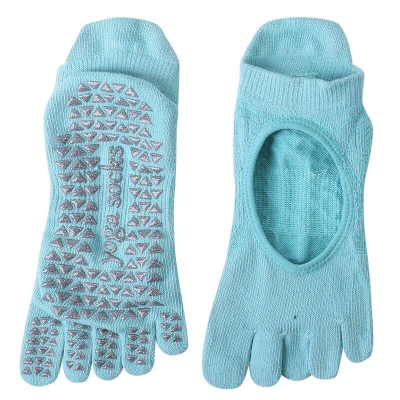 Дышащие носки для йоги с открытой спиной, нескользящие силиконовые спортивные носки для танцев с пятью пальцами, профессиональные однотонные хлопковые носки для пилатеса