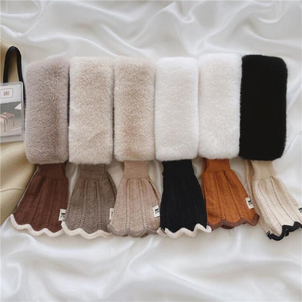Winter Plush Scarf Woman Thick Fish Tail Wool Knit Cross Fur Collar Outdoor Cycling Neck Protect Cervical Spine Warm Scarve