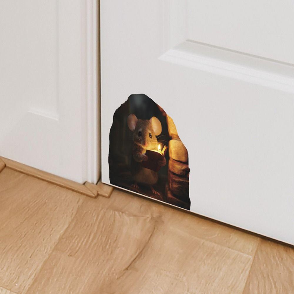 Мини-наклейки на стену в виде мышиной норы, симпатичная 3D-наклейка на стену в виде крысы, креативная маленькая наклейка в виде крысиной норы, вход