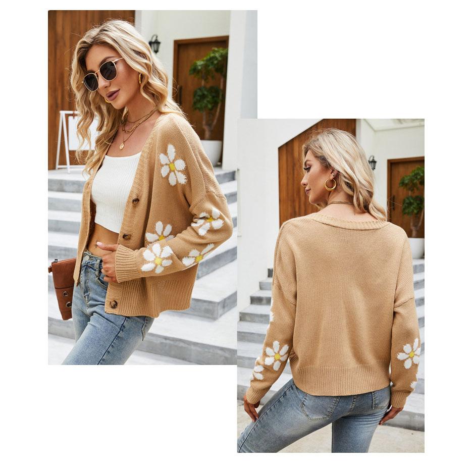Women's Autumn and Winter Coat Knit Cardigan Coat Loose Preppy Sweater Cardigan for Women