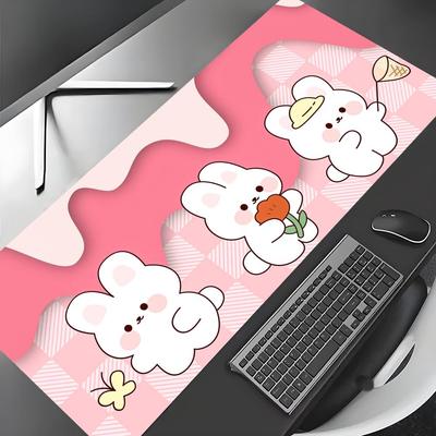 Милый мультяшный кролик аниме Коврик для мыши Игровые коврики Нескользящий коврик для стола коврик для мыши со Прошитым краем HD-печать Офисный коврик