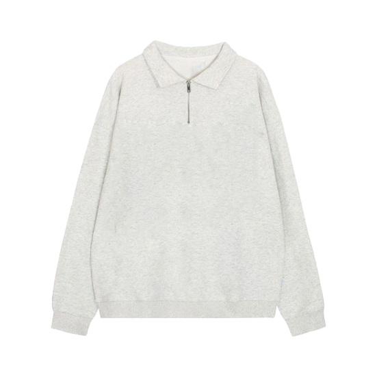 Men's Lapel Sweatshirt Casual Zip Collar Long Sleeve Pullover Loose Fit Solid Color Top for Streetwear Sports Daily Wear