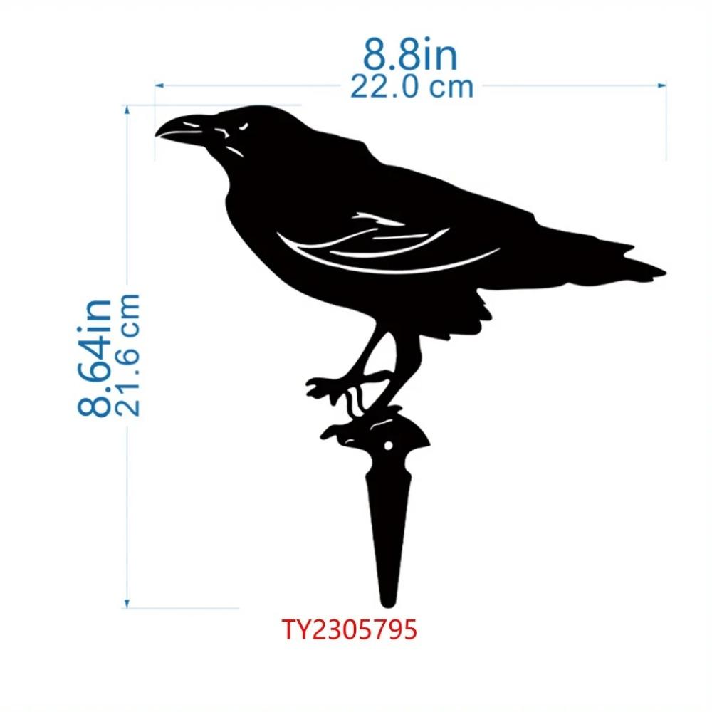 1 шт. Черный силуэт ворона – милые металлические садовые статуи птиц, декоративные дворовые колышки для газона, сада и уличного декора