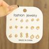 2025 Simple Small Stud Earrings Set of 9 Pieces, Gold Pearl Alloy Rhinestone Mango Ring Earrings Wholesale