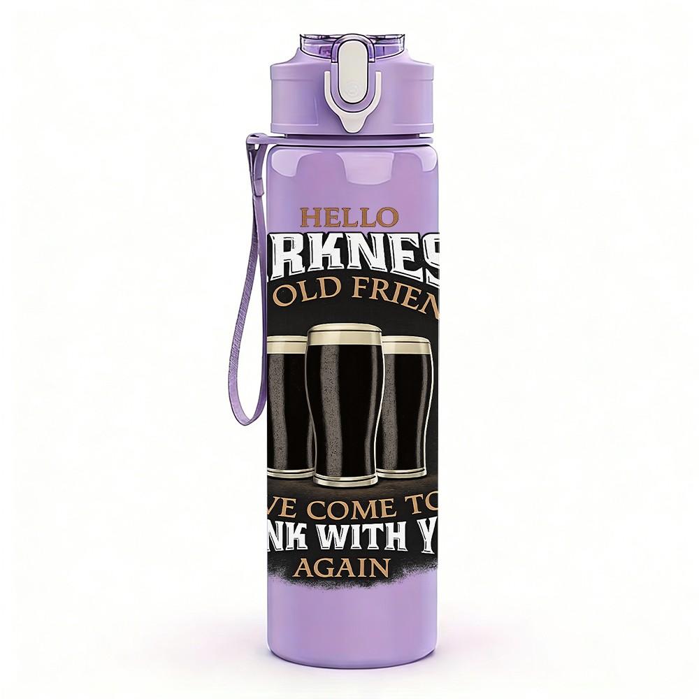 1PC Darkness Beer Mug Vintage Badge Print 750ml Color Plastic Sports Water Bottle Leakproof Flip Straw Lid Suitable for Sports Office Home Use