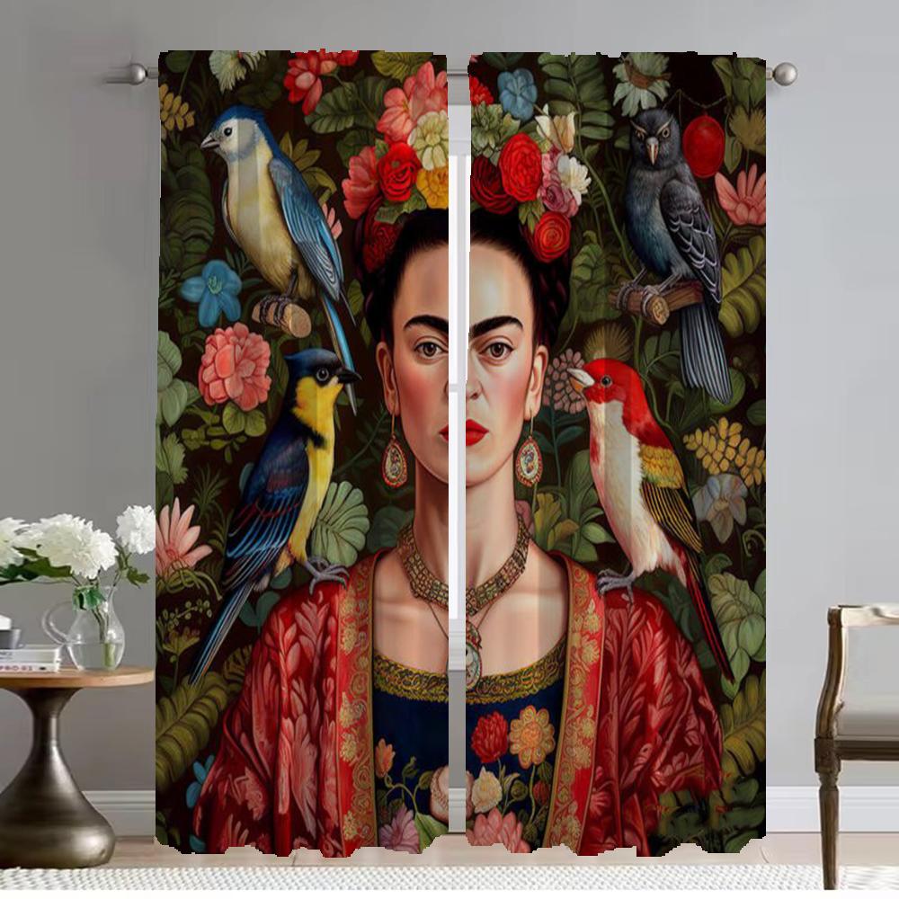 F-kahlo затемняющие шторы для гостиной, занавески для окон, шторы для домашнего интерьера, 2 шт., тюль для перегородки в спальне
