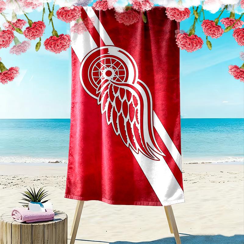 Detroit Red Wings Print Beach Towel, Large Soft Quick Dry Towel for Beach Camping Swimming