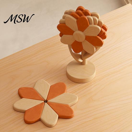 Insulated Trays for Hot Pans Sunflower Trivets Dishes, Heat Resistant Beech Wood Pot Holder, Unique Wedding Gifts Kitchen Decorative Tree Stand Table