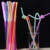 100Pcs Drinking Plastic Straws Colorful Art Long Flexible Wedding Party Supplies Plastic Drinking Straws Kitchen Accessories