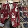 Men's Business Casual Christmas Print Corduroy Jacket