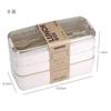 Square Three-layer Wheat Straw Fiber Plastic Lunch Box Student Adult Lunch Box with Tableware Can