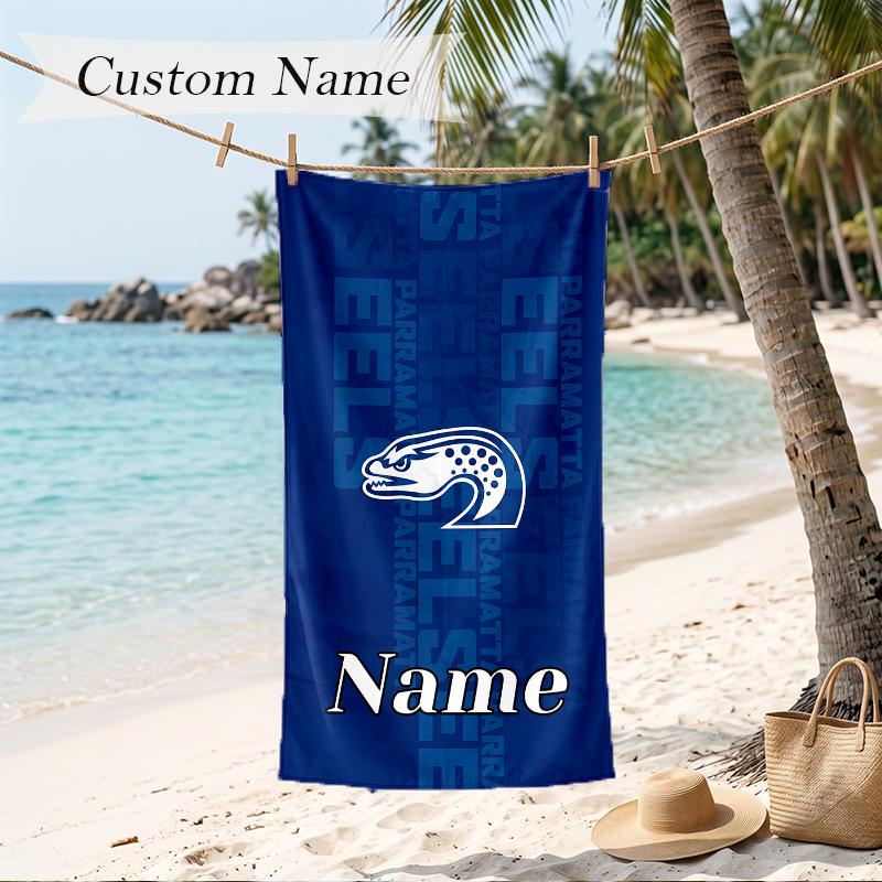 Parramatta Eels Custom Name Printed Beach Towel Personalized Soft Towel For Swimming Beach Travel