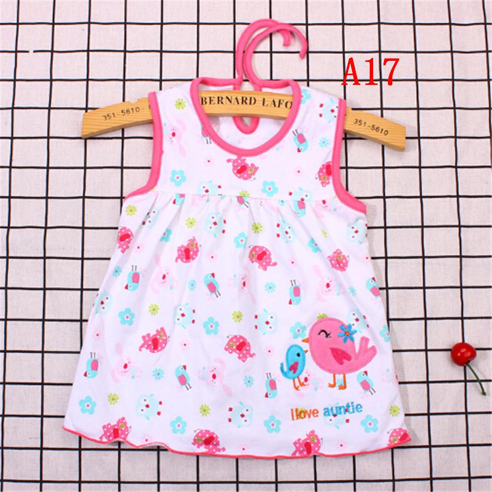 Newborn Baby Cotton Dress Regular Sleeveless A-Line Girl Dresses 0-24 Months