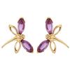 [R5443] - Artisanal Silver 'Meghan' Golden Amethyst Earrings (dragonfly) - 20x15mm