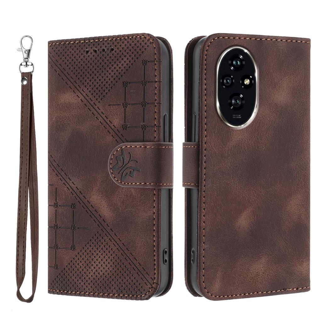 Кожаный чехол-кошелек для Honor 200 Pro 5G с тиснением в виде бабочек и цветов, чехол для телефона с ремешком