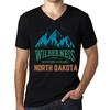 Men’s Vintage Tee Shirt Graphic T Shirt V Neck Wilderness North Dakota Deep Black