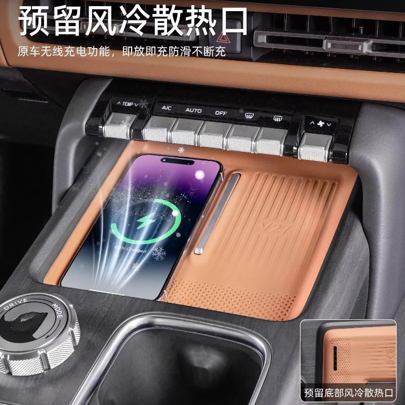 For Chery ICAR V27 Wireless Charging Silicone Pad Central Control Water Cup Pad Anti Slip Protection Accessories