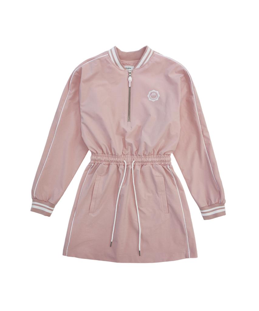 Mongbirdy Golf Windbreaker Nylon Half-Zip Long-Sleeve Dress Pink