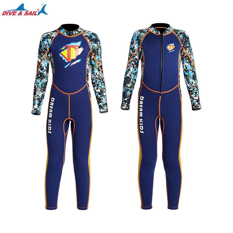 DIVESAIL Kids 2.5mm Neoprene Wetsuit Snorkeling Surfing Diving UV Protection Full Body Long Sleeve