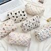 424 Cartoon Embossed Quilted Pencil Bag Hand Cosmetic Bag Women's Large-capacity Storage Student Zipper Stationery Pencil Bag
