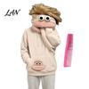 Unisex Casual Sweatshirt Big Mouth Creature Flannel Hoodie with Comb, Men Women Oversized Hooded Long Sleeve Sweatshirt, Thickened Plush Pullover Top