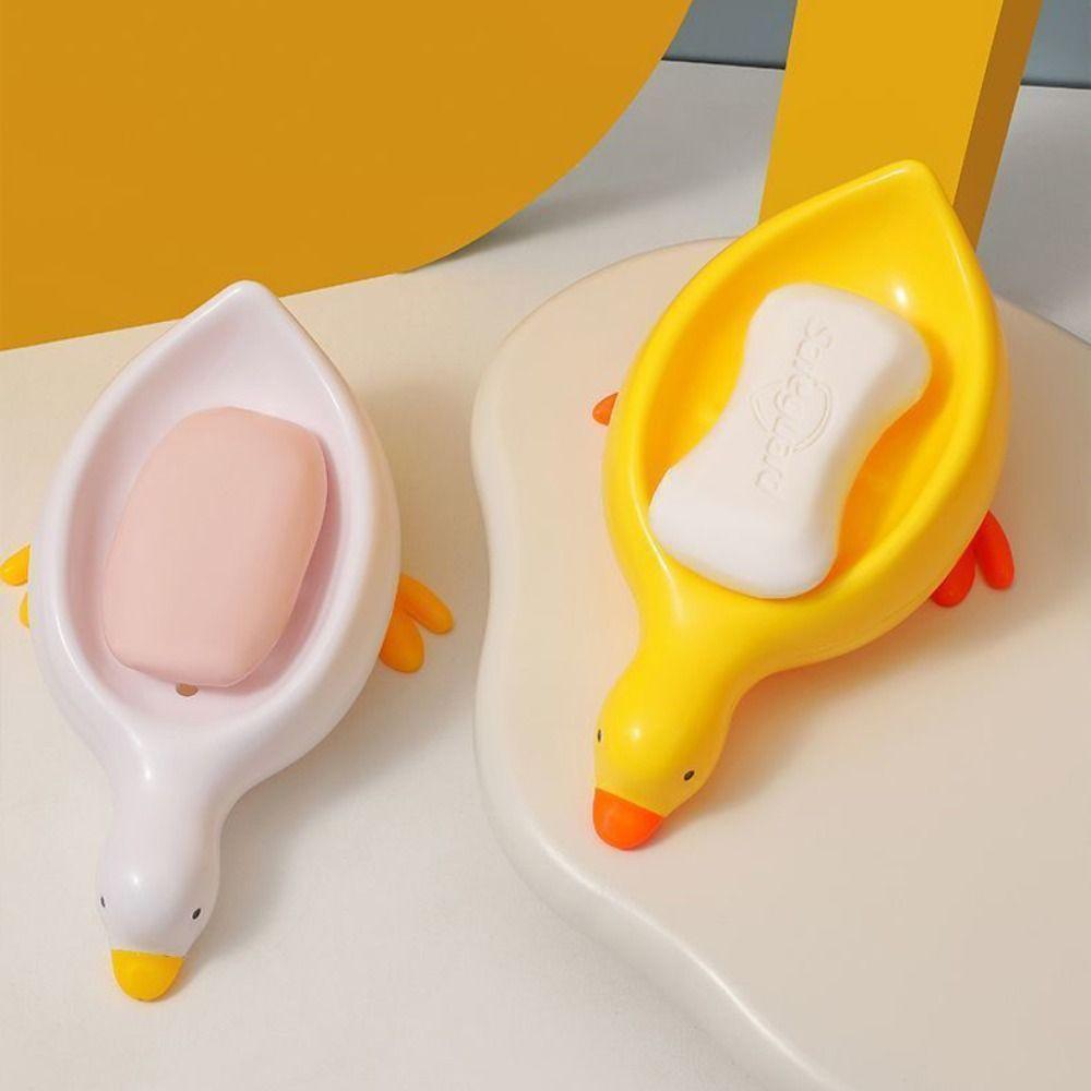 Yellow Duck Shape Soap Dishes Drainable Soap Holders Drain Box Soap Box Kitchen