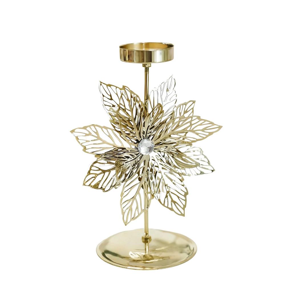 Christmas Candle Holder, Golden Iron Desktop Candle Holder Decoration, Holiday Table Center, Suitable For Party Decoration