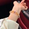 Womens Crystal Beaded Bracelet Natural Citrine Green Rutilated Quartz Tigers Eye Amethyst Hand Jewelry INS Style